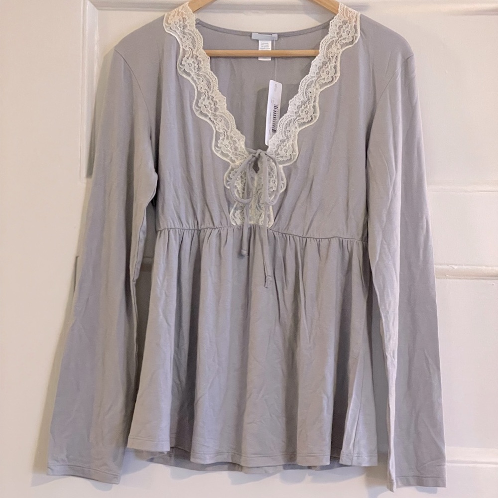 EBERJEY Lady Godiva Lace Trimmed Pajama Top - Women’s Size Medium - New - Picture 3 of 9